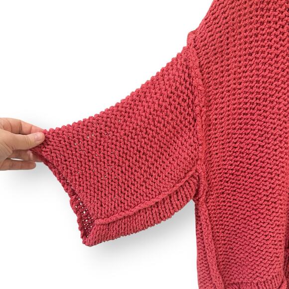 Free People Halo Dolman Oversized Chunky Knit Pullover Sweater Coral Pink Medium - Picture 5 of 13